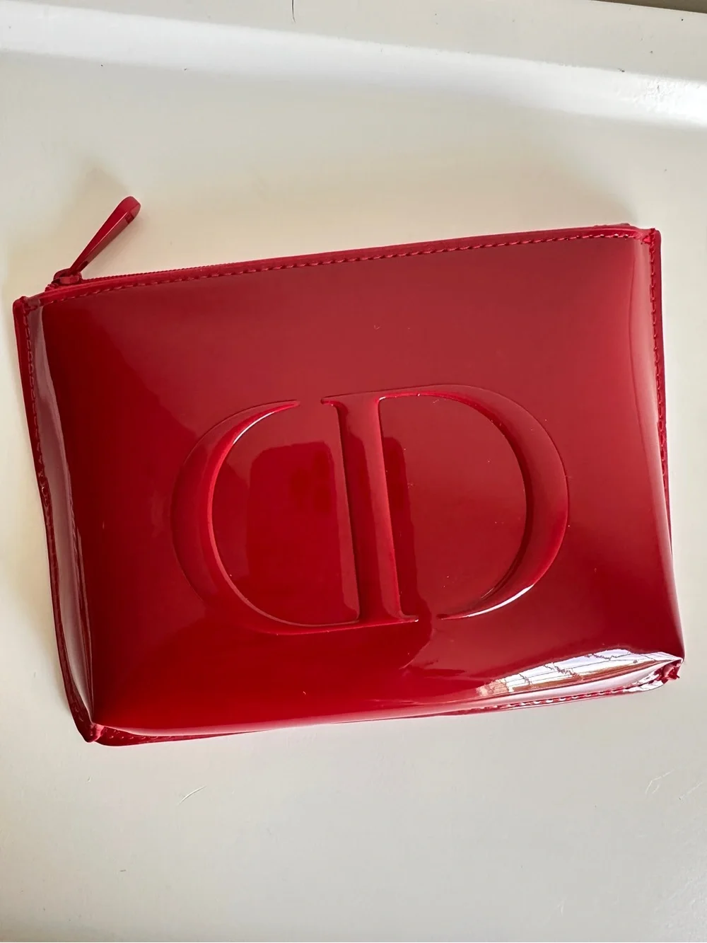 NEW DIOR Red Patent Zippered Makeup Bag Pouch GWP